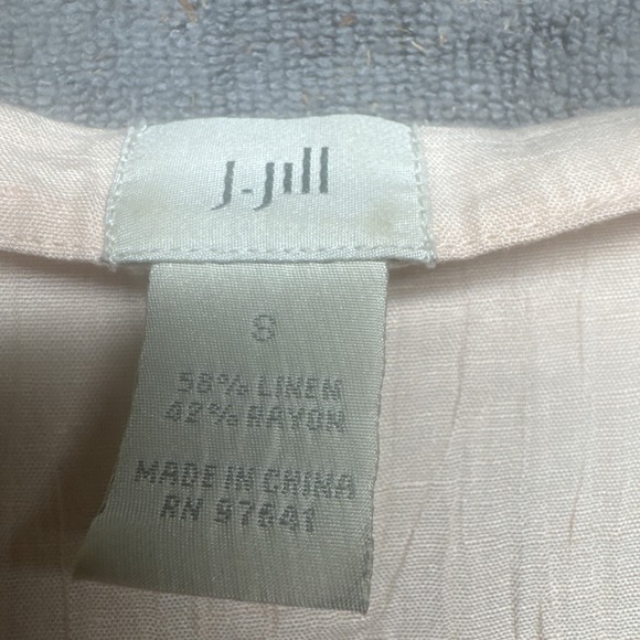 J Jill Linen Wrap Top Size Small Peach Long Sleeve‎ V Neck Lightweight Beachy - Picture 3 of 7